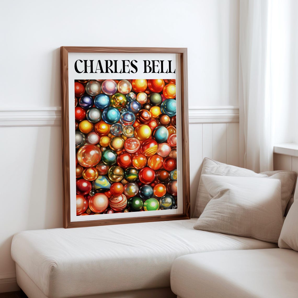 Charles Bell Dense Colorful Mini Marbles Field Hyperrealism Art Poster
