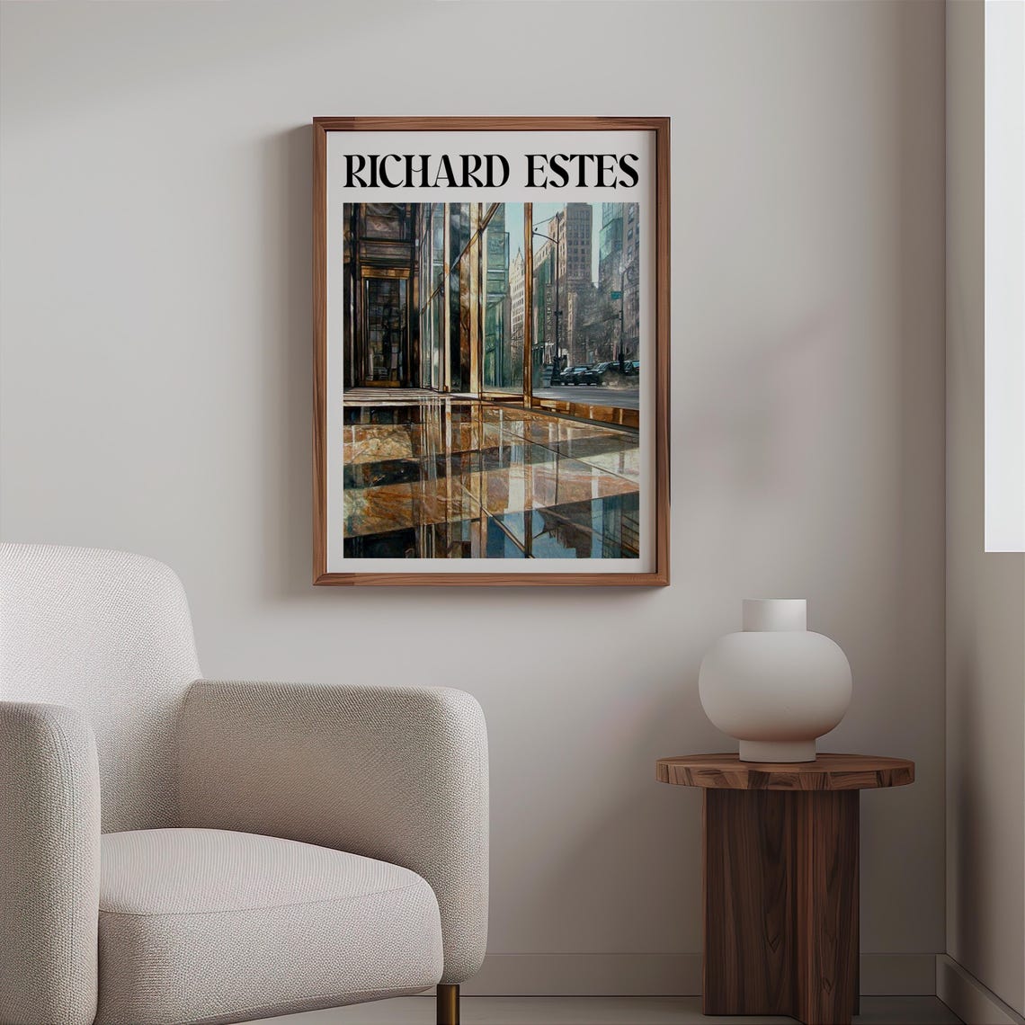 Richard Estes Inspired Skyscraper Entrance Glass Reflection Print - Image 2