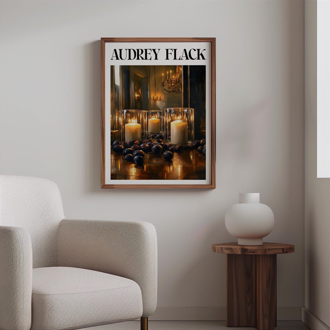 Audrey Flack Candlelight Grapes Chandelier Mirror Still Life Poster - Image 2