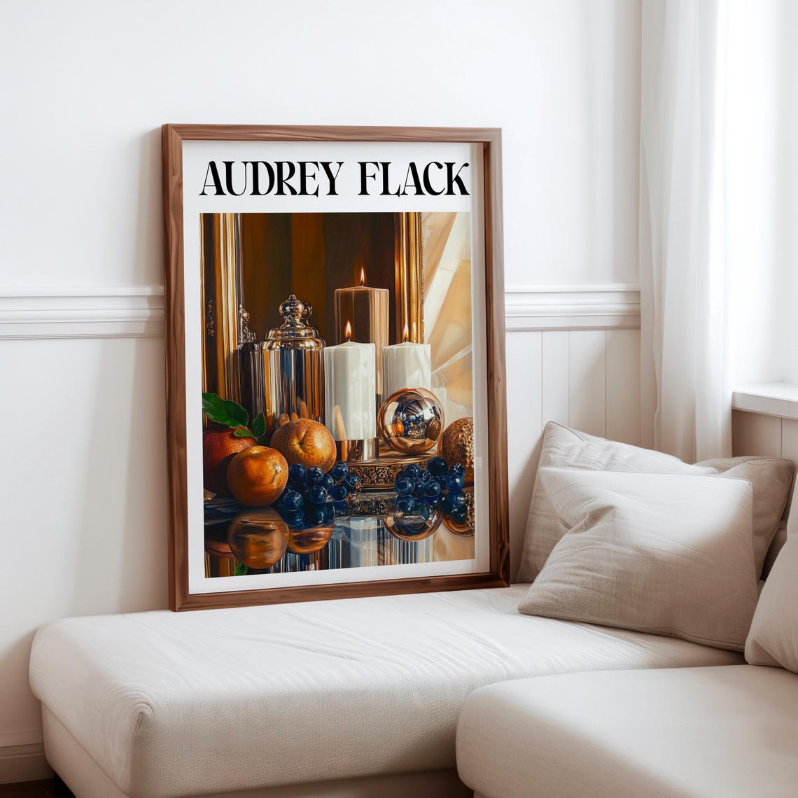Audrey Flack Inspired Pillar Candles Silver Carafe Golden Glow Poster