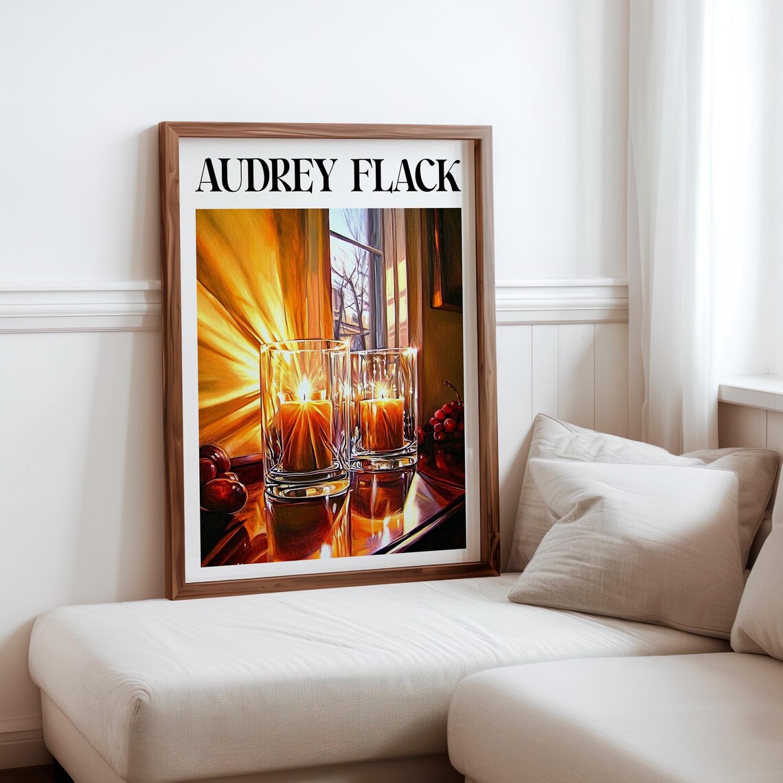 Audrey Flack Inspired Ribbed Glass Candles Sunbeam Grapes Poster