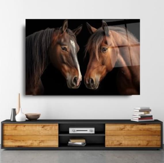 Elegant Horse Portrait Wall Art Tempered Glass Print Modern Animal Wall Decor Luxury Glass Wall Art For Home And Office