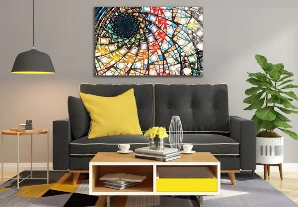 Vibrant Geometric Spectrum Tempered Glass Wall Art Modern Abstract Design Kaleidoscopic Home Decor Artistic Wall Accent - Image 3