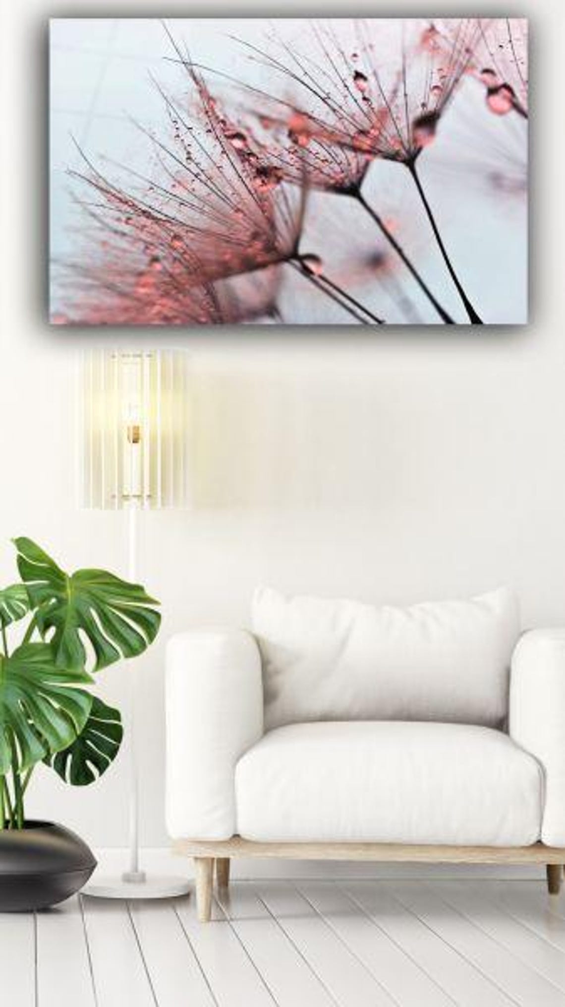 Pink Dandelion Seeds With Glistening Dewdrops Macro Nature Poster - Image 3