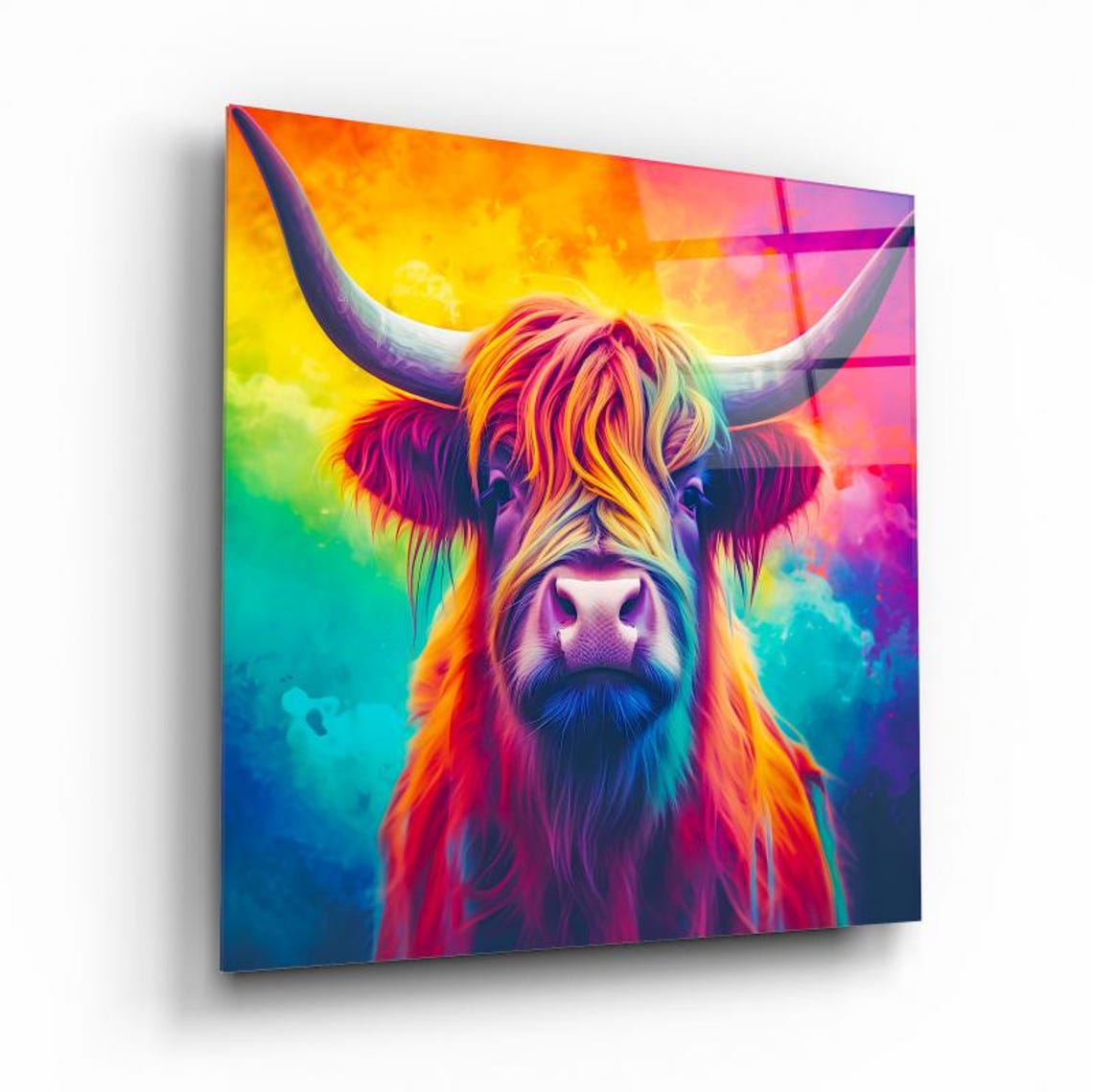 Colorful Pop Art Highland Cow Portrait With Rainbow Fur Poster - Image 2