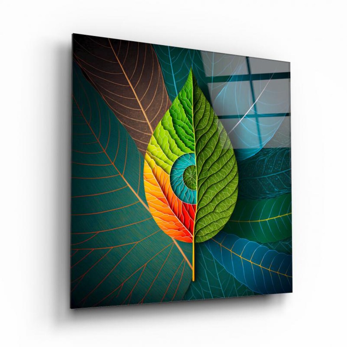 Elegant Leaf Portrait Wall Art Tempered Glass Print Modern Botanical Wall Decor Luxury Glass Wall Art For Home And Office - Image 2