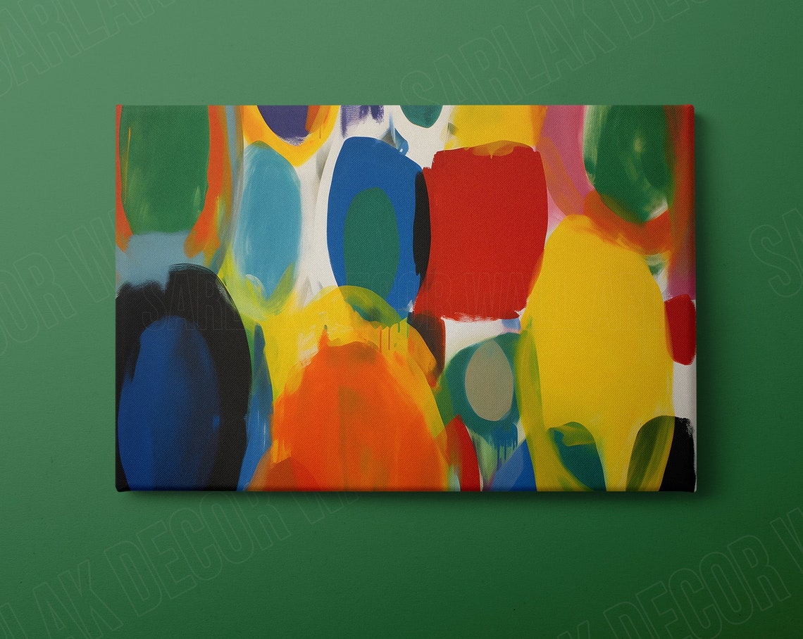 Colorful Red Yellow Blue Abstract Blobs Bold Modern Art Wall Art