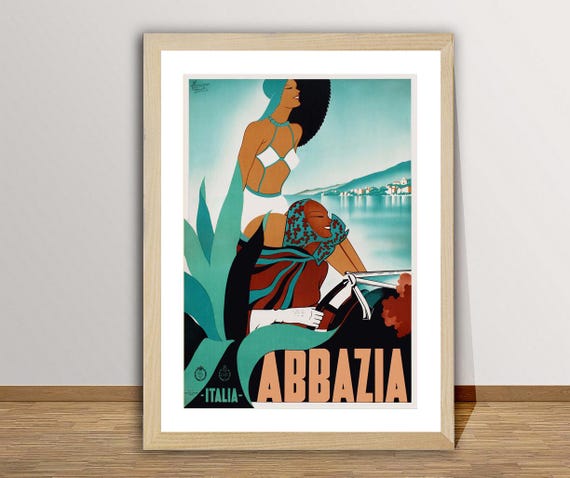 Abbazia Italia Vintage Travel Poster Travel Memories Poster Gift Idea Wall Decor