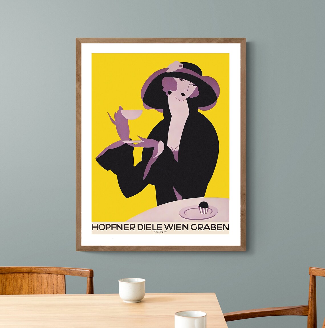 Afternoon Tea and Cupcake Vintage Art Deco Poster