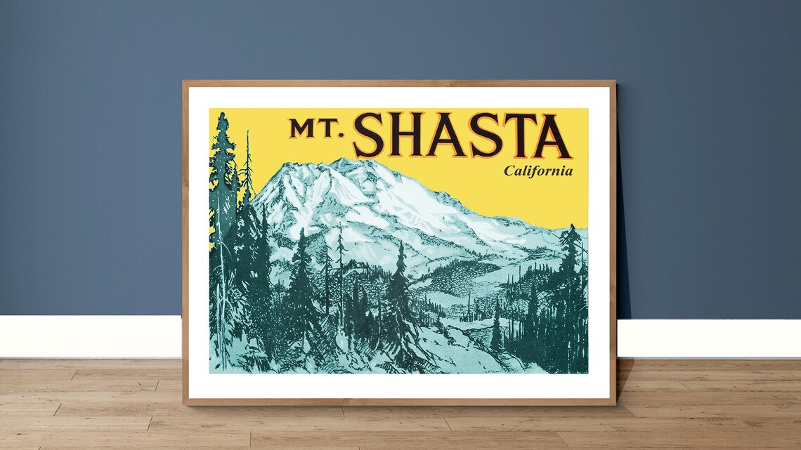 Mount Shasta California Vintage Travel Poster
