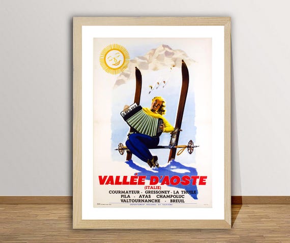 Vallee Daoste Italie Vintage Travel Poster Travel Memories Poster Gift Idea Wall Decor