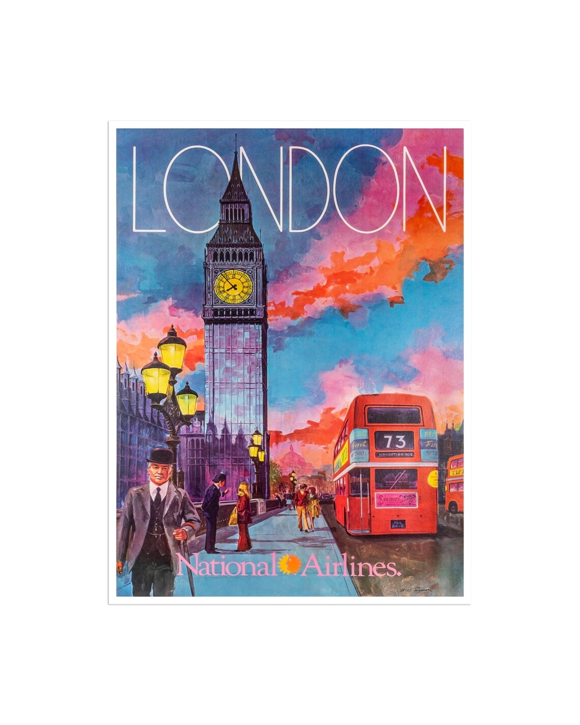 London Vintage Retro Travel Poster Art Print