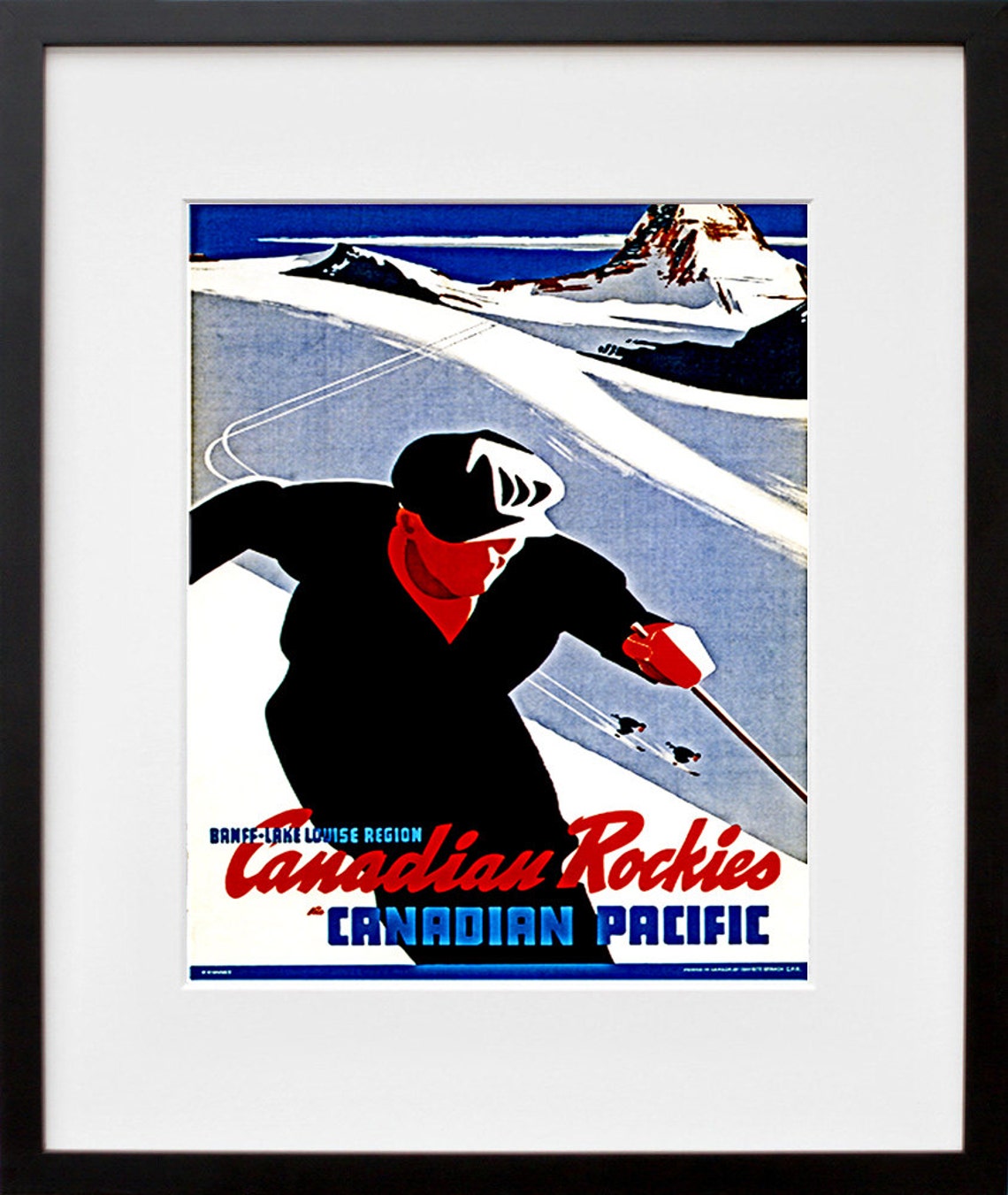 Canadian Rockies Banff Ski Vintage Canadian Pacific Rail Poster
