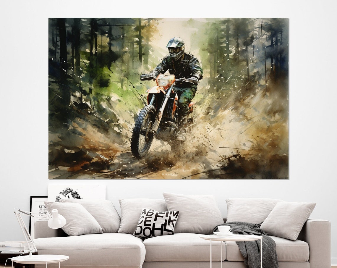 Motocross Wall Art Motocross Print Dirt Bike Wall Art Motocross Painting Dirt Bike Poster Framed And Ready To Hang