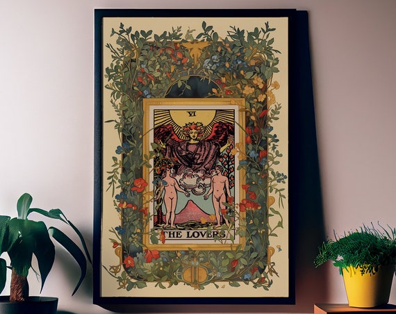 The Lovers Tarot Card Poster, Tarot Card Print