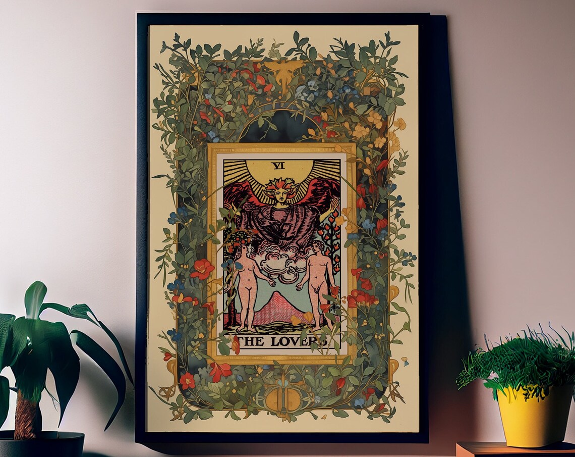 The Lovers Tarot Card Poster, Tarot Card Print