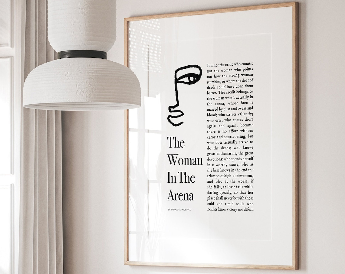 The Woman In The Arena Inspirational Quote Art Print - Image 2