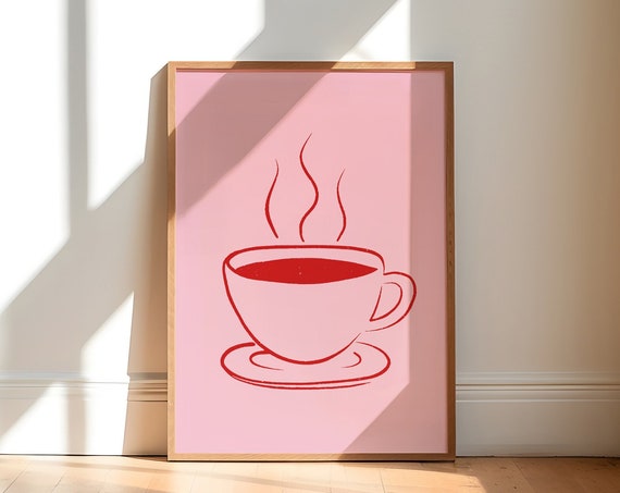 Coffee Cup Art Print Coffee Lover Poster Coffee Bar Decor Kitchen Wall Art Trendy Wall Decor Wall Art Instant
