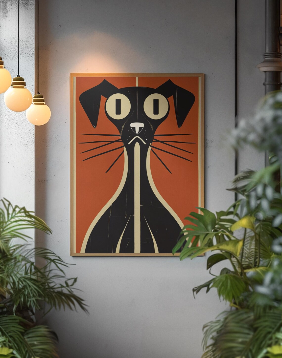 Abstract Dog Art Print Midcentury Modern Pet Poster