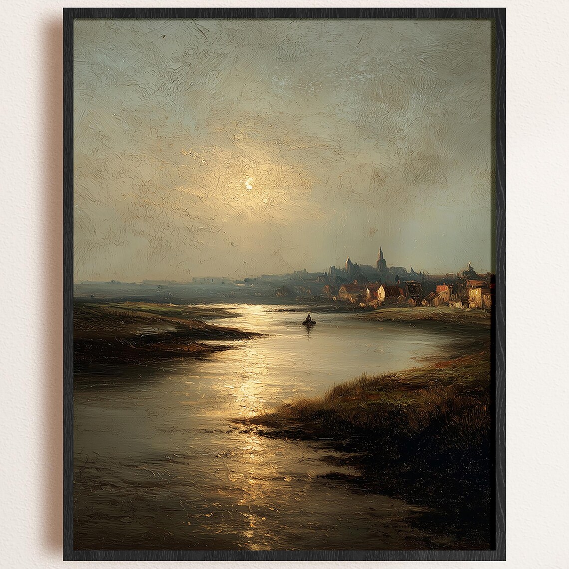 Sunset River Landscape, Golden Hour Vista