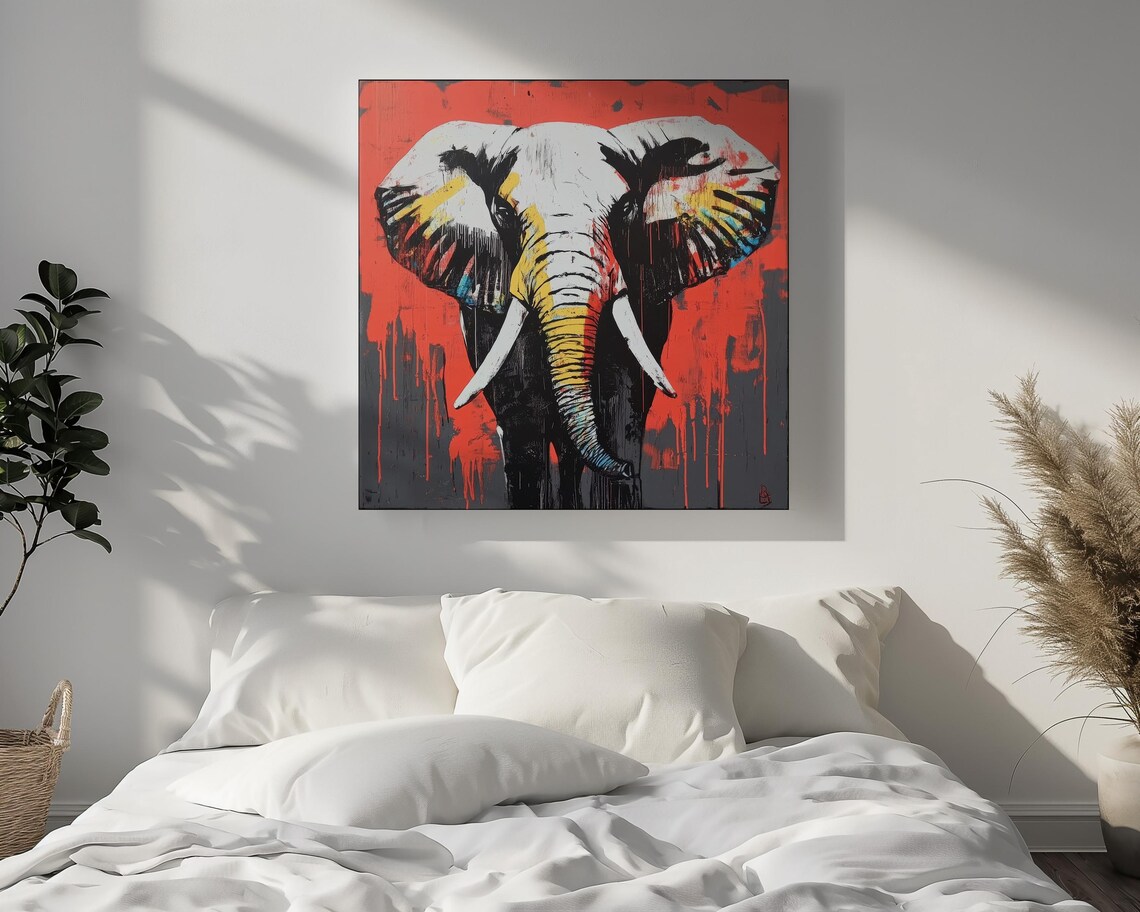 Elephant Large Horizontal Abstract Safari Poster - Image 2