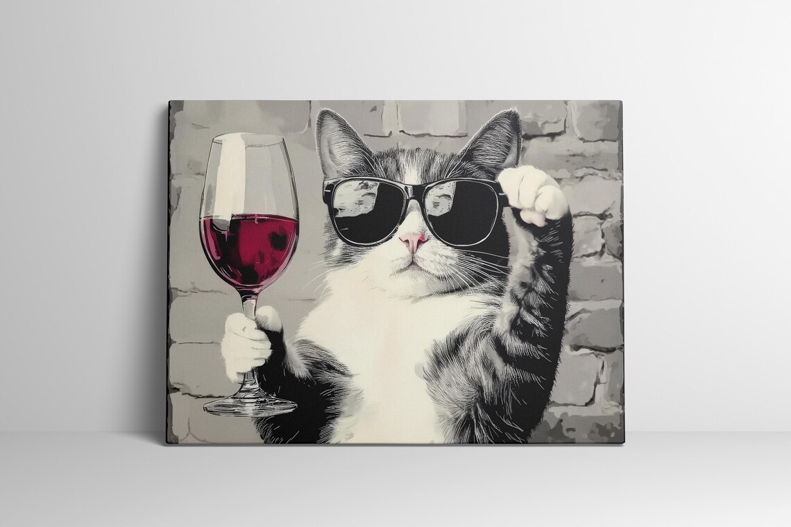 Cat Abstract Vintage Cat Wall Art, Funny Gift - Image 4