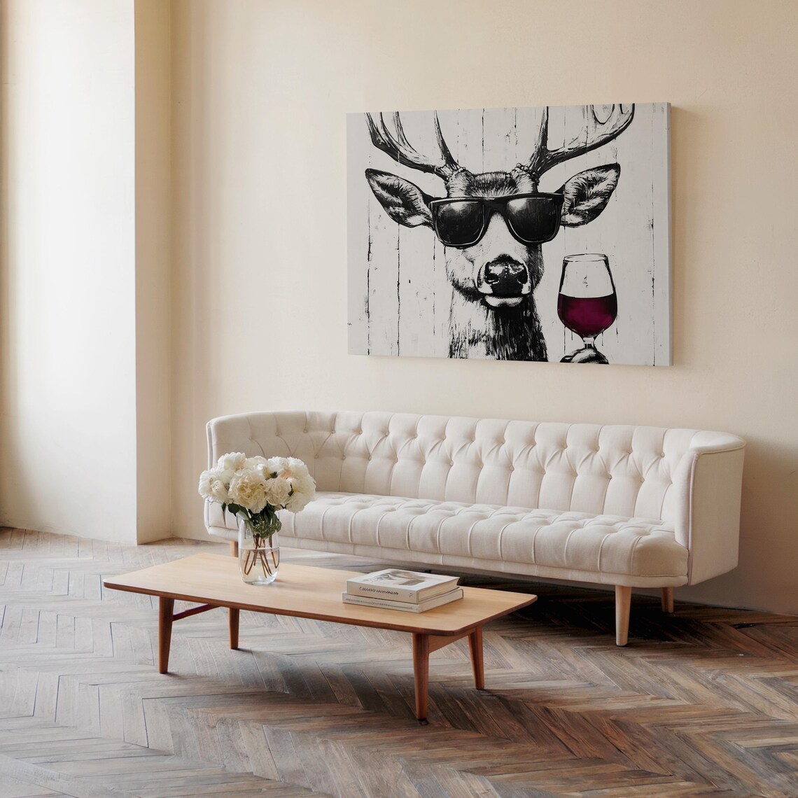 Deer Drinking Red Wine, Funny Dining Room Poster - Image 4