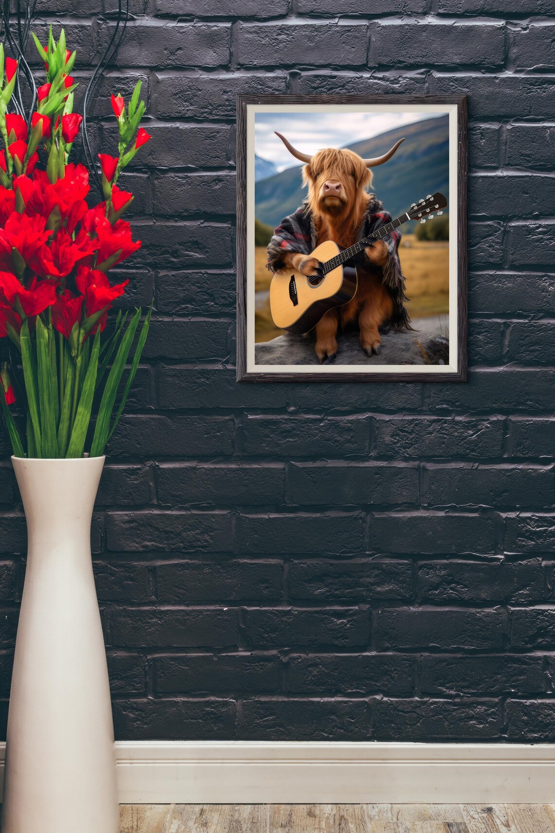 Highland Cow Playing Guitar, Funny Animal Art Print - Image 4