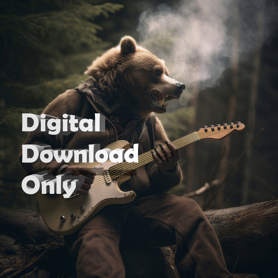 Bear Playing Guitar Poster, Forest Music Rockstar - Image 2