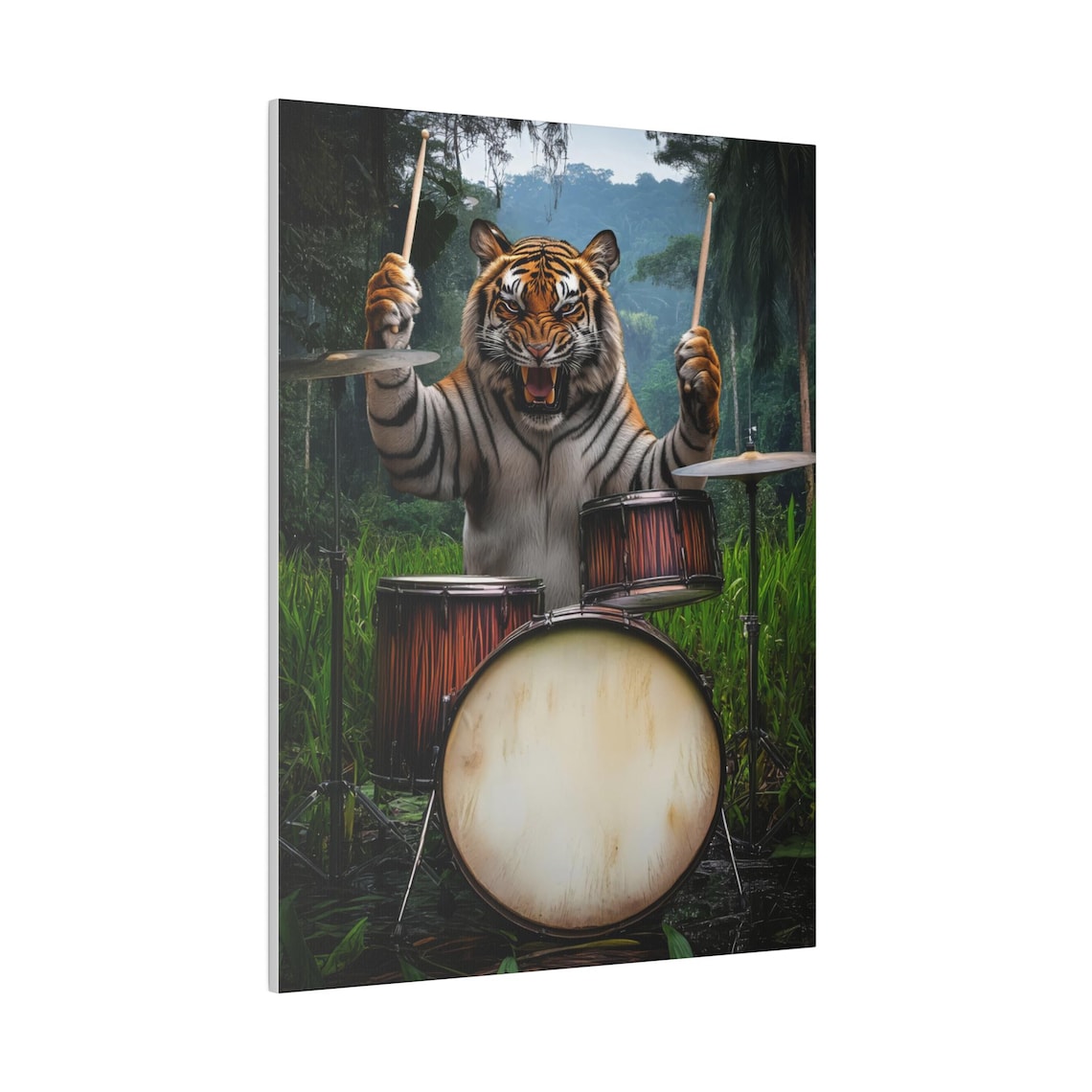 Tiger Playing Drum Music Studio Art Print - Image 3