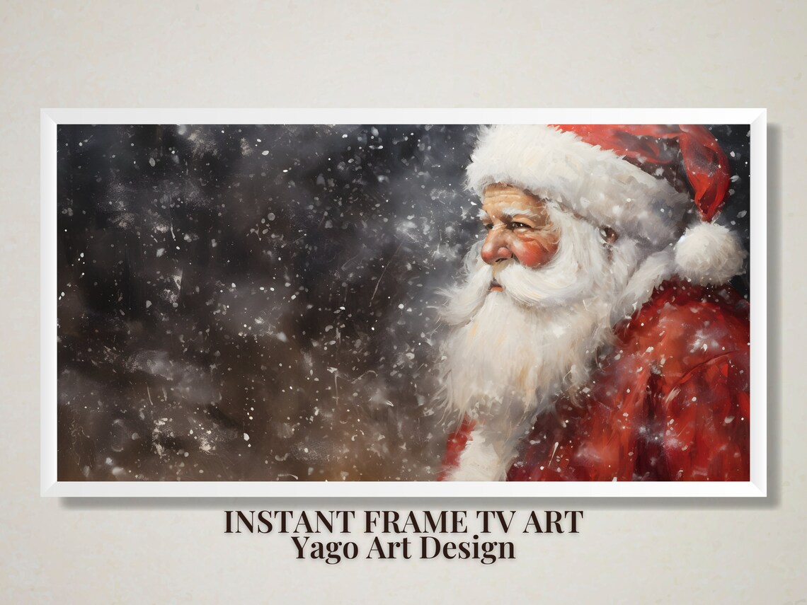 Santa Claus Snowy Night Profile Dark Vintage Christmas Poster - Image 2
