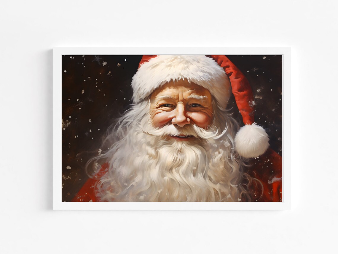 Smiling Santa Claus Close Up Portrait Vintage Christmas Wall Art - Image 4