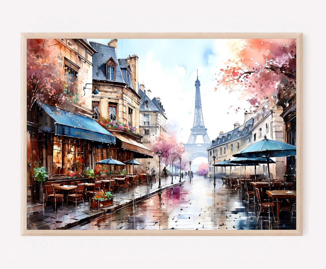 Eiffel Tower Watercolor Print, Bohemian Paris Art
