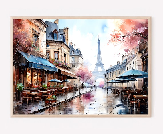 Eiffel Tower Watercolor Print, Bohemian Paris Art