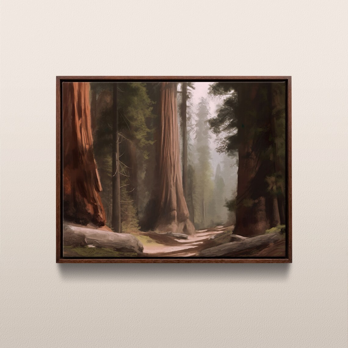 Sequoia National Park Vintage Oil Painting