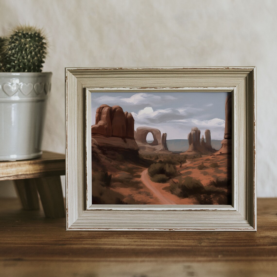 Arches National Park Vintage Oil Painting, Utah Usa - Image 2