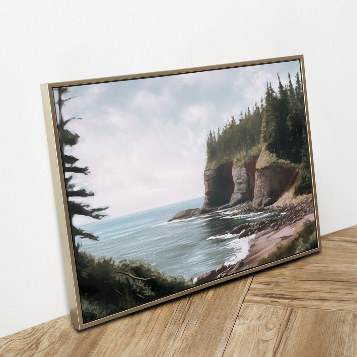 Fundy National Park Vintage Oil Painting, New Brunswick - Image 2