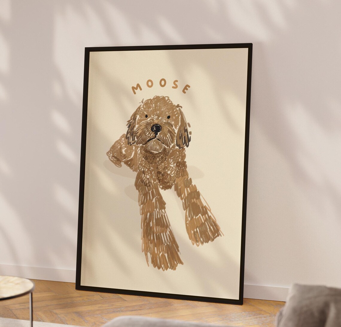 Custom Dog Portrait Personalized Caricature Wall Art