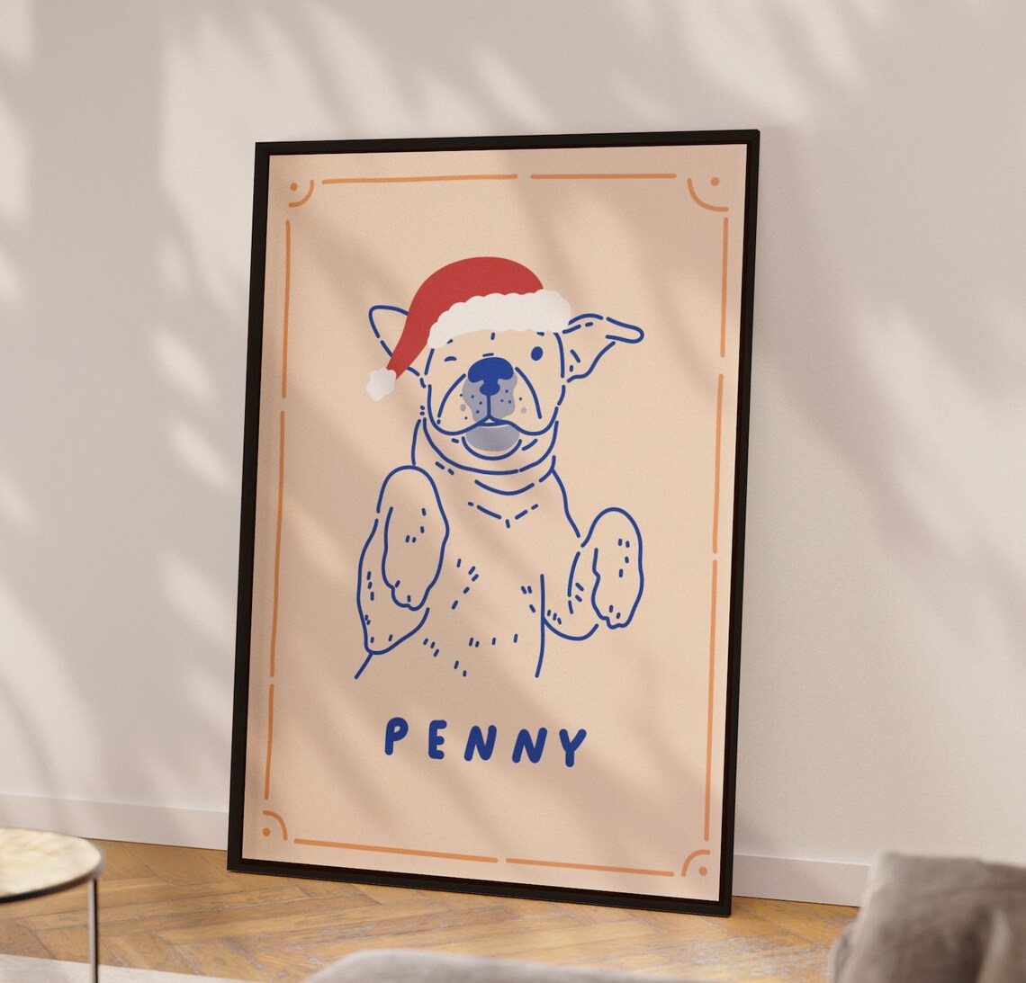 Christmas Custom Pet Portrait Holiday Gift Print
