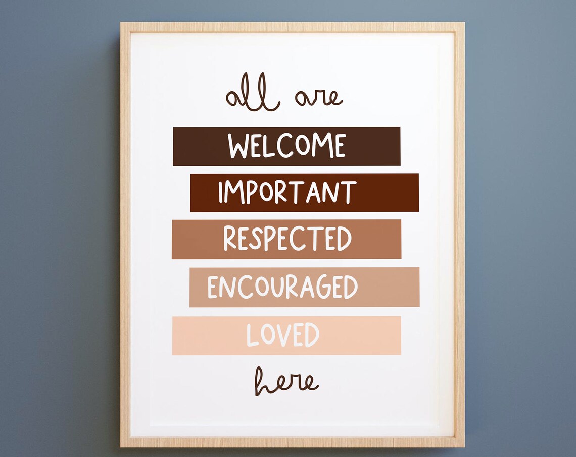 All Are Welcome Here Diversity Classroom Art Print