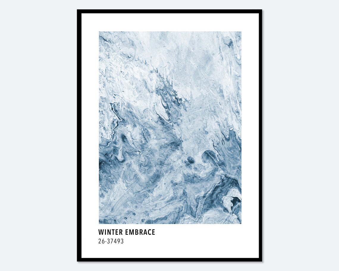 Icy Winter Blue Color Art Print, Modern Poster