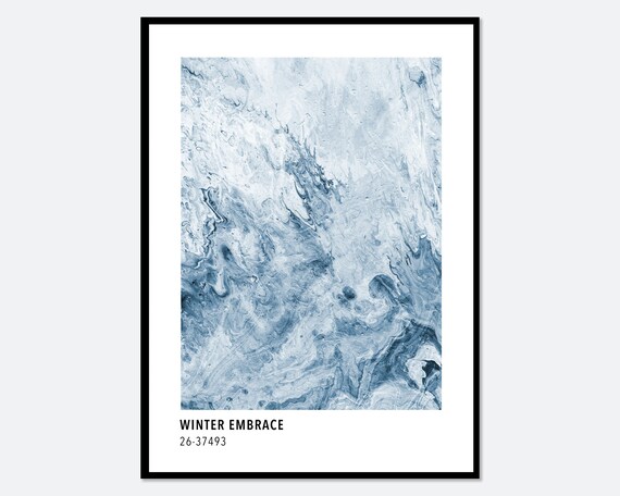 Icy Winter Blue Color Art Print, Modern Poster