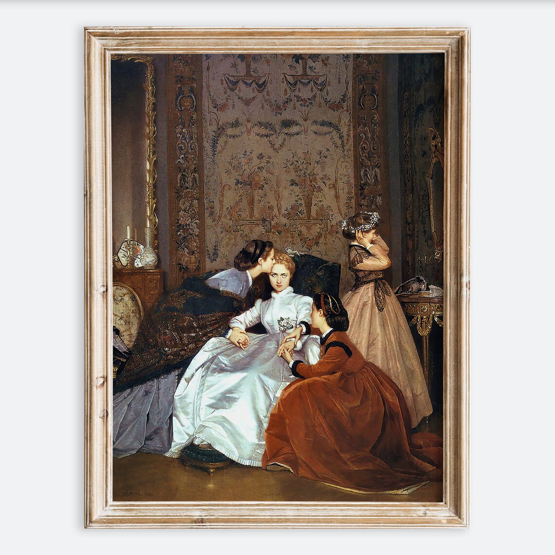 The Reluctant Bride, Vintage European Oil Print