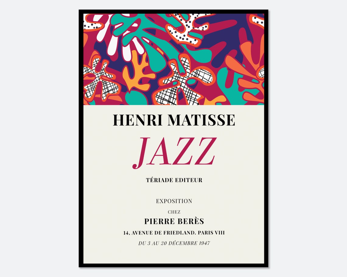Henri Matisse Jazz 1947 Exhibition Poster Pierre Beres Paris Art