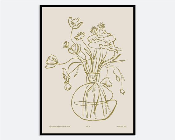 Flowers In Vase, Contemporary Botanical Art Print