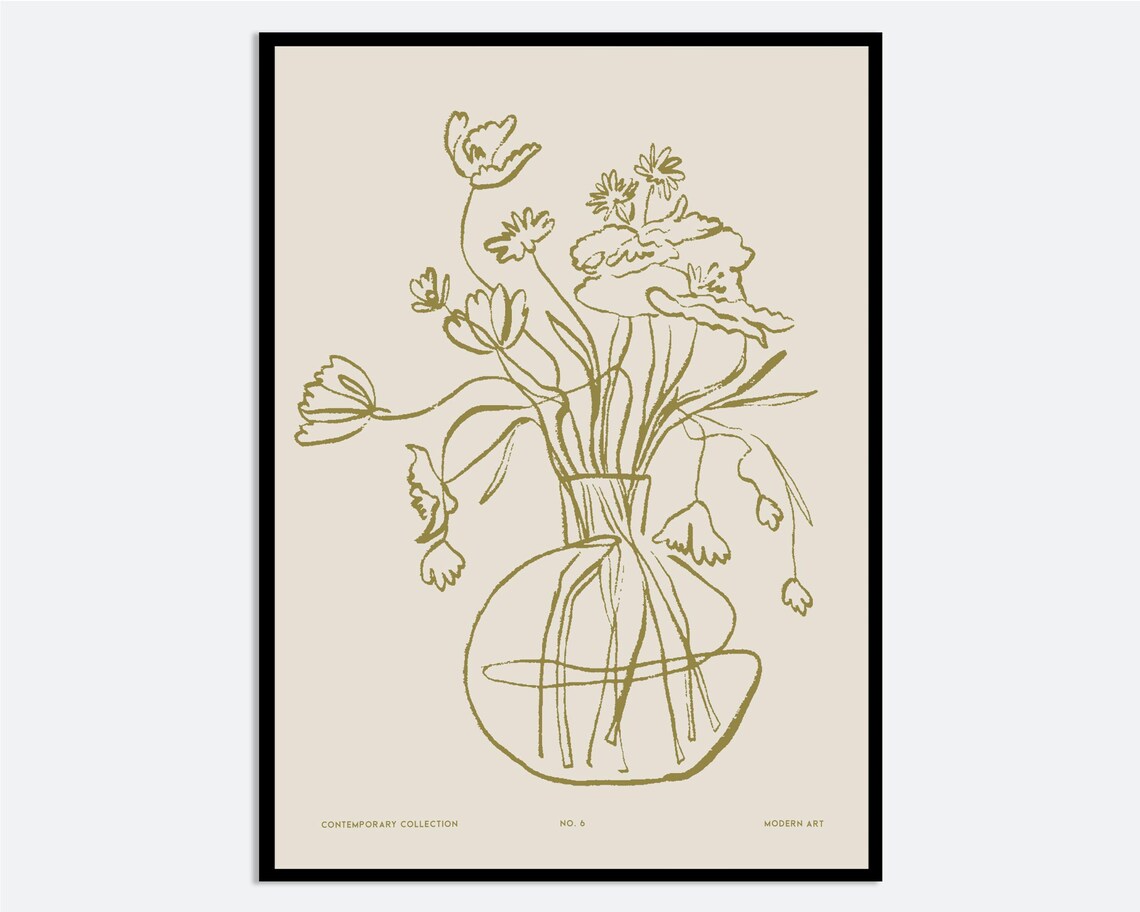Flowers In Vase, Contemporary Botanical Art Print