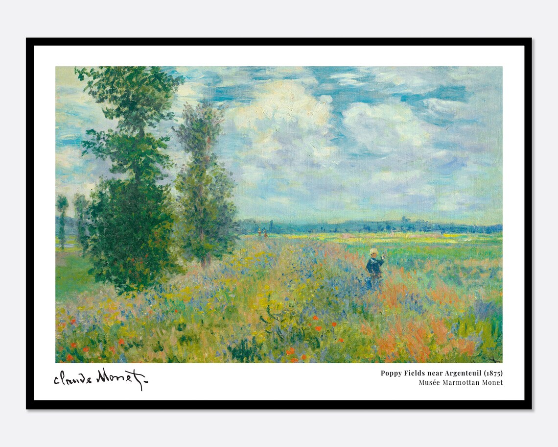 Monet Poppy Fields Near Argenteuil Vintage Poster Print