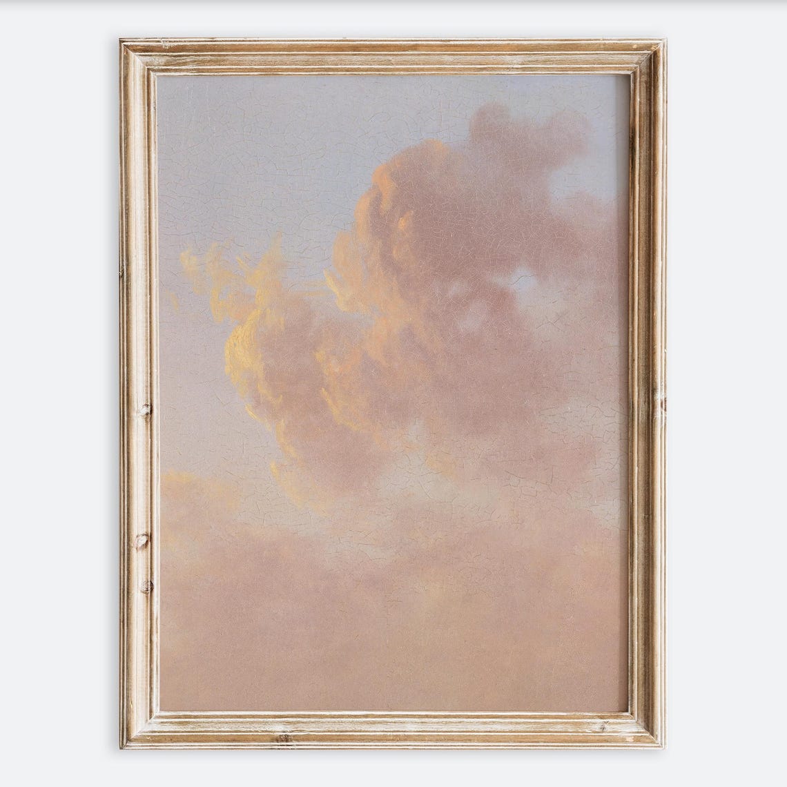 Vintage Cloud Sky Oil Painting Pastel Sunset Neutral Decor Poster