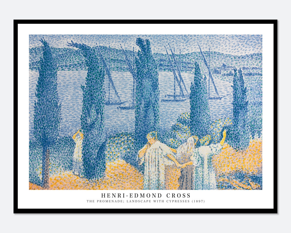 Henri Edmond Cross The Promenade Cypresses 1897 Pointillist Poster