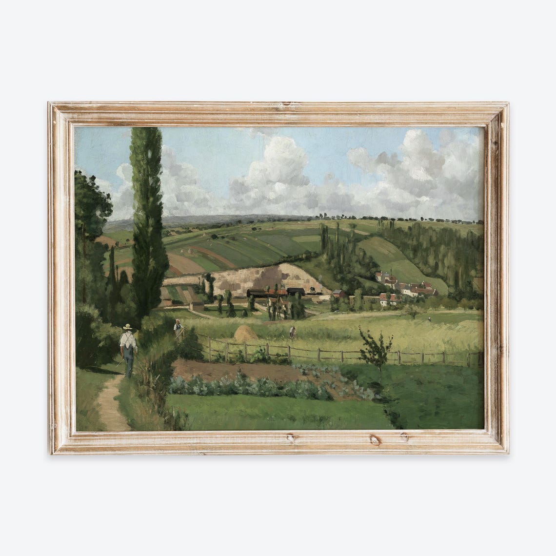 Rustic French Farm Fields Village Vintage Oil Painting Poster